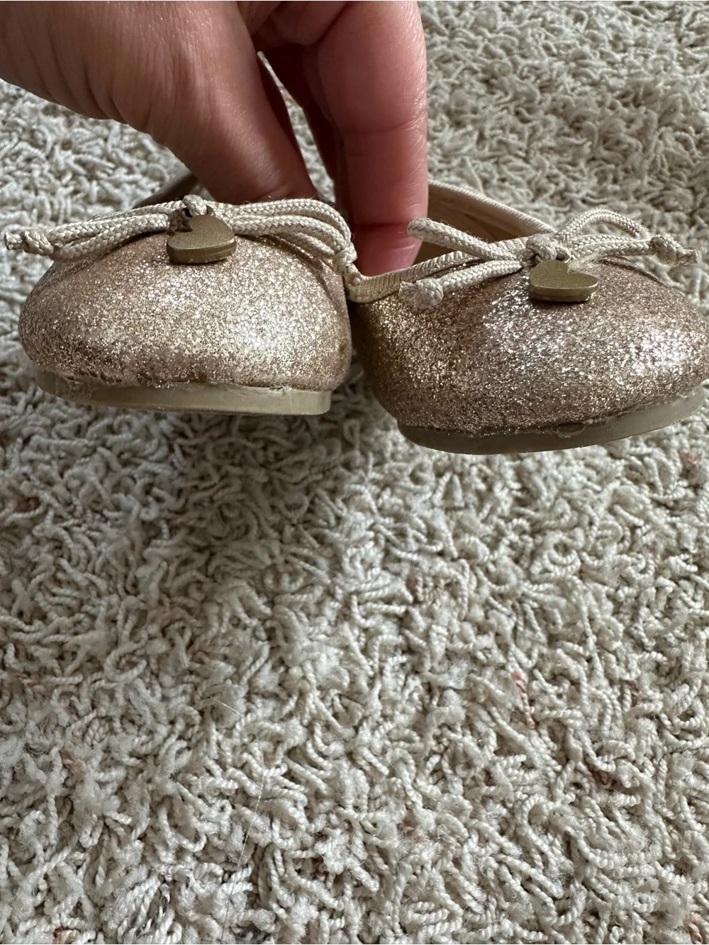 Carter's Glitter Heart Ballet Flats in Champagne Gold